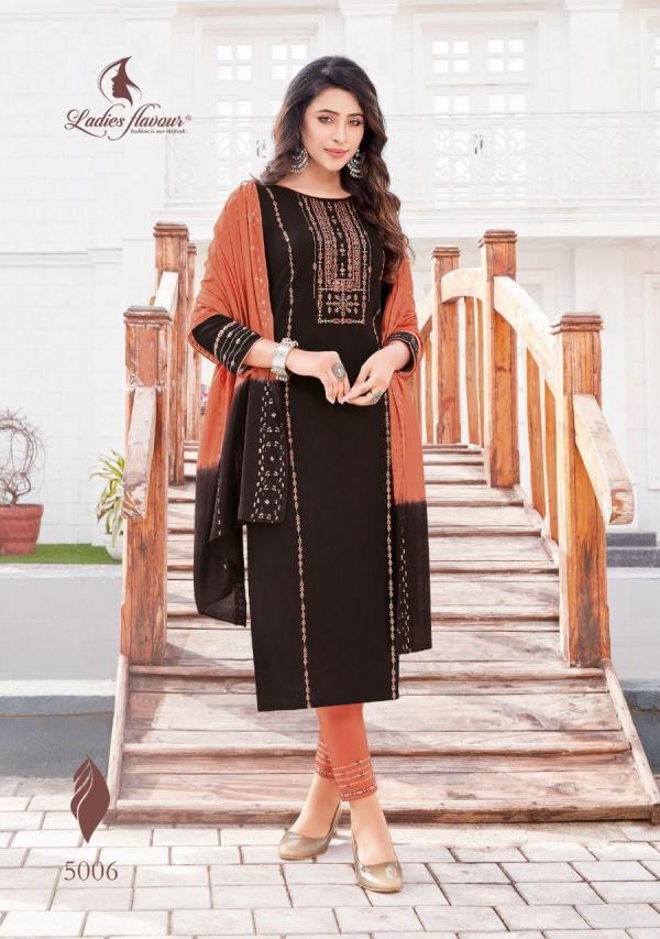 Ladies Flavour Pavitra Vol 5 Rayon Embroidery Designer Readymade Suit